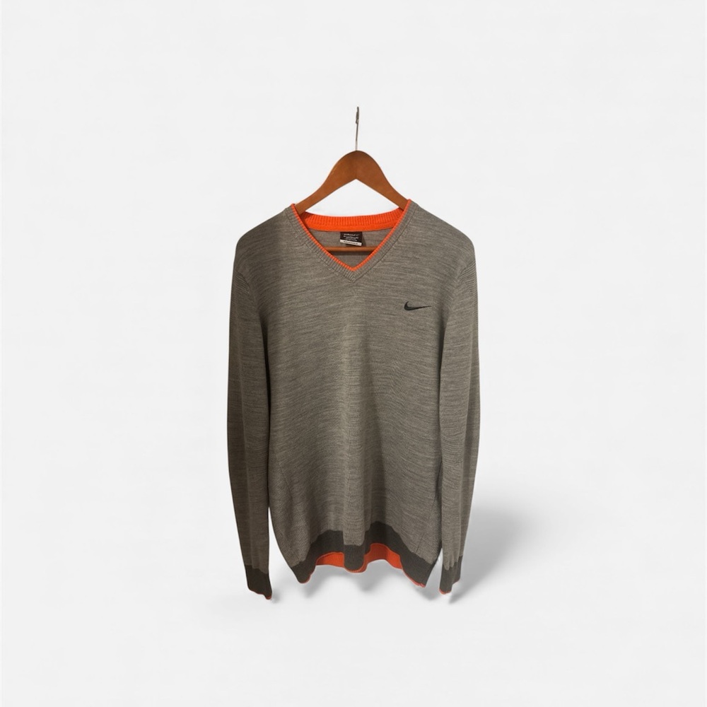 Men’s Nike Golf Tour Performance Long Sleeve Sweater Size XL Gray Orange